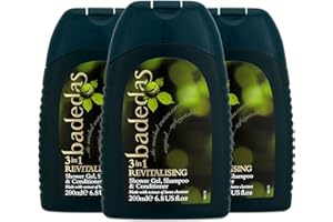 Badedas 3-in-1 Revitalizing Shower Gel Shampoo and Conditioner having a rich formulation with extract of horse chestnut and the distinctive Badedas Fragrance, 200 ml Pack of 3