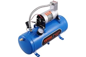 VEVOR Compresseur d'air pour Kit de Klaxon Pompe à Air avec Réservoir 6 L 90-120 psi pour Gonflage des Pneus Matelas Pneumatiques Compatible avec Tout Véhicules 12 V Trains Bateaux Voitures Atelier