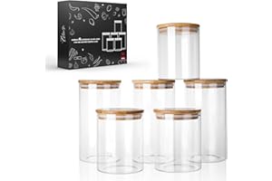 ‎LIBWYS LIBWYS Vorratsgläser mit Deckel 6er Set Vorratsdose 6L in 2 Größen : 800ml 1200ml - Küche Luftdicht Aufbewahrungsgläser Gewürzgläser mit Bambusdeckel, aus Verstärktem Borosilikatglas Glasbehälter