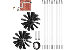 WPPQWP Kaminborste stångset (3,6 m, ø 150 mm), nylonugnsrörborste, skorstensborste med flexibla stänger (9 x 410 mm), användn