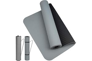 Tappetino Yoga in TPE Ecologico, m MU, Tappeto Allenamento Antiscivolo Doppia Faccia ad Alta Densita Materassino, Impermeabile Dimensione di 183 x 61 x 0.6 cm con Custodia