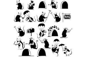 ‎PLIGREAT PLIGREAT 22 Stück 3D Mouse Hole Wandtattoos ohne Ränder, lustige schwarze Banksy Style Wandtattoos für Wohnzimmer Spielzimmer Schlafzimmer Wanddekorationen Home Indoor Wall Art Decor