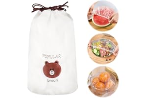 MplehDa Bolsas herméticas reutilizables, 100 unidades, cubiertas para alimentos, film transparente con goma elástica, bolsas para almacenamiento de alimentos, conservación de frutas, gorros de ducha