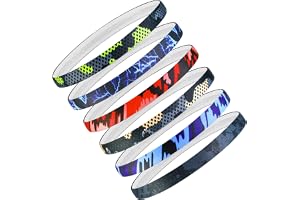 Blooms Sport hårband män pojkar barn, 6 st pannband damer tunna sommarhårband halkskydd silikon svettband panna elastiska pannband för fotboll, löpning, yoga, tennis