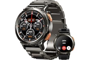 KOSPET Smartwatch Herren,1,43" AMOLED Always-On Display Fitnessuhr mit Telefonfunktion, 60+Tage Super Langer Akku, KI Sprachassistent, 70 Sportmodi Robuste 5ATM Wasserdicht Sportuhr(Zwei Armbänder)