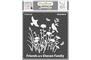 ‎CRAFTREAT CrafTreat wiederverwendbare Rohrkolben-Blätter-Schablonen zum Malen – Friends Will Be Chosen – 15,2 x 15,2 cm – Schablonen für Heimdekoration – Wandschablonen zum Malen – Vogel-Schablonen