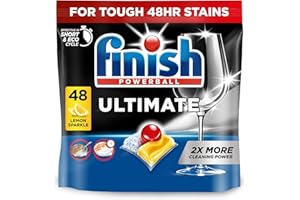 Finish Dishwasher Tablet, Ultimate, 48 Tablets, Lemon Sparkle, Clean & Shine Detergent Tabs, Tough on Grease Stains, Effective for Short Eco Cycle