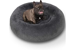 KSIIA Legowisko dla psa, puszyste legowisko dla kota, Ø 90 cm, okrągłe, poduszka dla psa, nadaje się do prania, zdejmowana pokrywa, długi pluszowy kosz dla psa, kosz dla kota, poduszka dla dużych