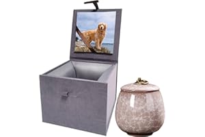 DOINFUN Mini Urns for Ashes, Handicrafted Ceramic Ashes Urns for Dog Cat Small Pets Ashes Keepsake Memorial Gift, Ashes Holder with Exquisite Box-Beige