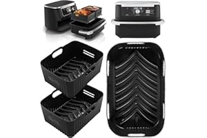 GOODPEJINE Akcesoria do frytkownicy na gorące powietrze, silikonowa forma do modeli Ninja Foodi Flexdrawer 10,4 l AF500EU, Ninja AF500DE, COSORI 10 l, Ninja AF500EUCP, wielokrotnego użytku, 3 sztuki, (czarna)