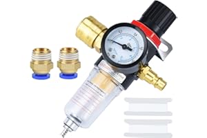 PROFIWOAB Druckluft Wartungseinheit Druckminderer 1/4", Druckluft Regler mit Wasserabscheider & deutsche Schnellkupplungen für Kompressor Filter