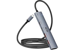 ICZI USB C Hub, Adapter USB C 10 Gb/s z 2 USB-C i 2 Portami USB-A, 120cm Rozgałęźnik USB C 3.2 gen. 2 w Oplocie Nylonowym do MacBooka/XPS/Surface/iPada (Obsługuje Tylko Transfer Danych)