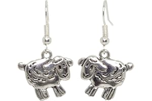Bluebubble BO PEEP Lucky Silver Sheep Dangle Earrings on Gift Card
