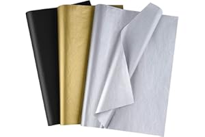 MIAHART 50 fogli di carta velina sfusa 35x50 cm di carta da regalo metallizzata e nera Accessori per confezioni regalo Avvolgere per la festa di compleanno di laurea Decorazione per bomboniere