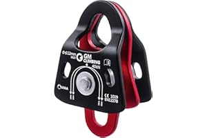 GM CLIMBING CE UIAA Certified Ball Bearing 40kN Micro Double Pulley Prusik Minding Pulley Lightweight for Mechanical Advantage Block and Tackle Lifting Climbing Rescue Tree Climbing
