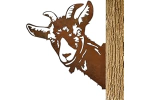 Naapesi Decorazione da giardino in metallo, 30 x 28 cm, decorazione da giardino con viti (capra)