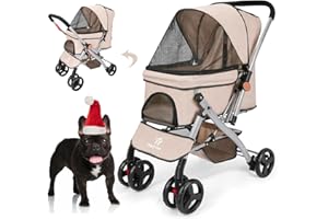 CAMPSOR Hundewagen Große Hunde bis 54kg (84.5 X 66 X 23.5 CM), Buggy für Hunde Kinderwagen Hunde Faltbar Klappbar 4 Rädern Hundewagen
