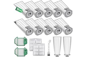 Yourbelly 12 sacchetti folletto per aspirapolvere compatibili con Vorwerk Folletto VK7S VK7 FP7 FP7S senza filo kit ricambi con 2 filtri hepa + 12 profumi + 1 spazzolino multiuso
