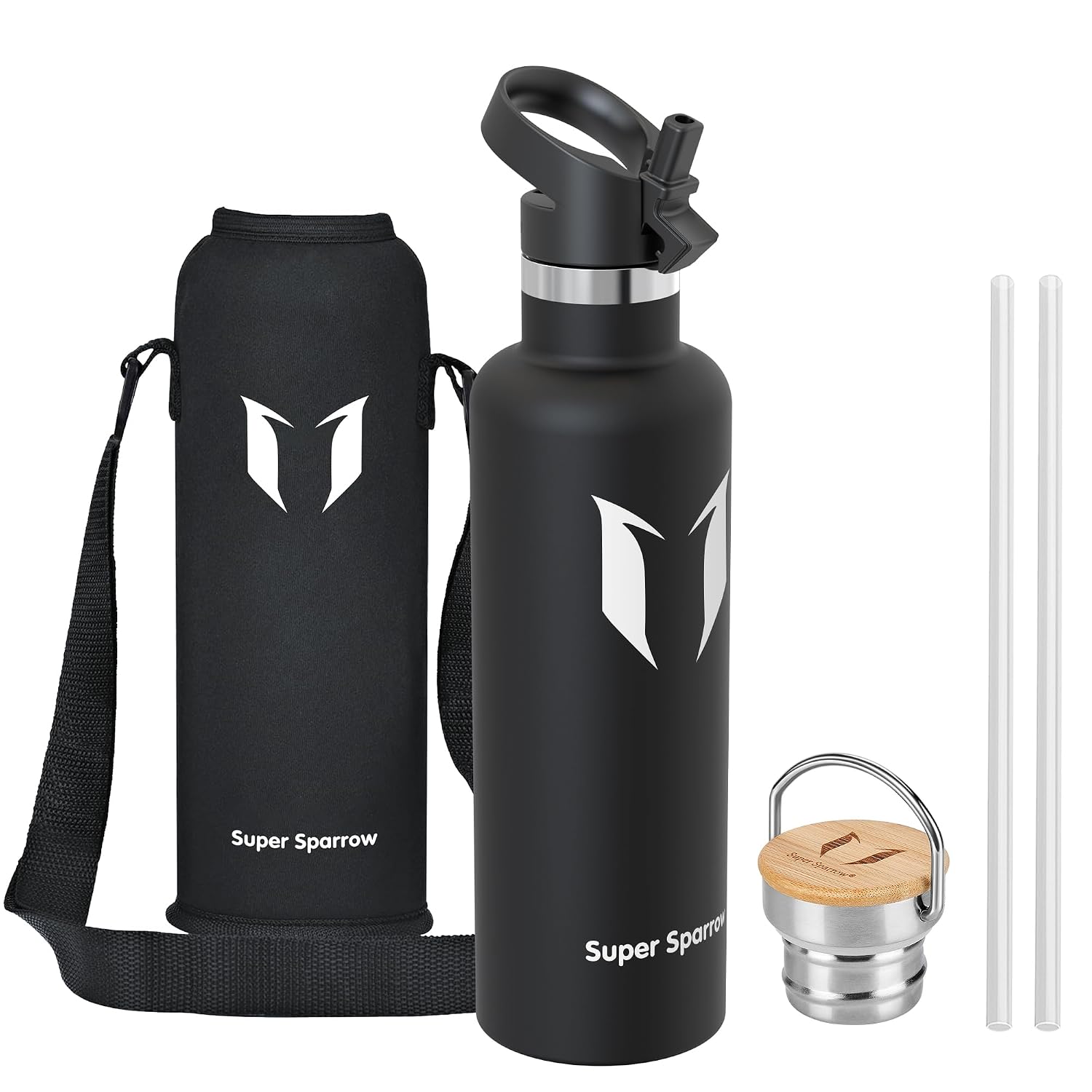 Super Sparrow Borraccia Termica 1L, Bottiglia Termica Senza Perdite - Senza BPA Borracce, per Bambini, Scuola, Sport, Campeggio, Yoga, Palestra, Ciclismo