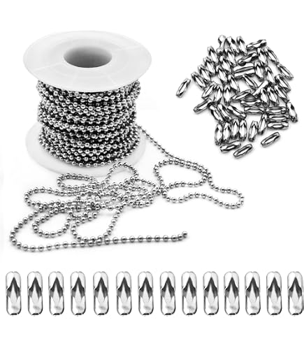 Chaîne à Perles En Acier Inoxydable 2,4 Mm - Longueur 10 Mètres, Avec 20 Connecteurs - Pour Fabrication De Bijoux, Bracelets, Colliers - 11