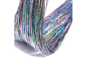 ANRTC Hair Tinsel Extensions 250 Strads Fairy Holographic Sparkle Woman Hair Glitter Synthetic Tinsel Straight Hair Accessories for Women Girls Hair Decoration (Multicolour)