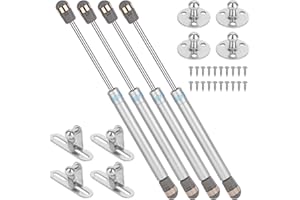 TAHBARSHI 4 Stück 200N/20kg Gasdruckfeder Klappenbeschlag Gasdruckdämpfer, Silber Hydraulische Gasdruckfeder für Klappen Schranktür Stoßdämpfer Küchenschrank Soft Close Klappenfeder