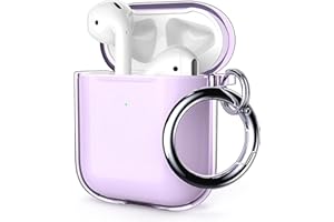 ULAK Cover AirPods Trasparente, Progettata Custodia per AirPod Morbida TPU Antiurto Accessori con Portachiavi per Apple AirPod 2 1 generazione di ricarica [Led frontale visibile] (Viola Chiaro)