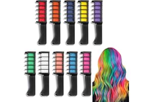 VOSSOT 10 Stück Haarkreide Kamm, Temporäre Haarfarbe Kamm ungiftig Haarkreide für Mädchen Haarkreide Glitzer Tattoos Set für Karneval, Cosplay,Party, Weihnachten Halloween