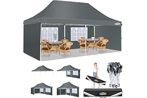 COBIZI Gazebo 3x6m with Sidewalls, Commercial Pop up Gazebo, UPF50+ Protection, 100% Waterproof Gazebo with Portable Bag, Adjustable Leg Heights, Ideal for Patio Parties, Garage