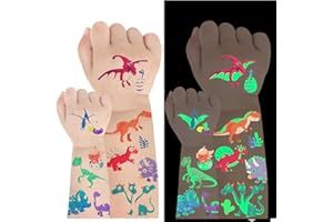AIRNOGO Tatuajes Temporales Niños Dinosaurios 12 Hojas Tatuajes Luminosos Niños, Calcamonias Tatuajes Niños, Impermeable Tatoos Infantiles Pegatinas, Tatuajes Niños Party Cumpleaños, Regalos para Niños