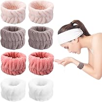 4 Stück Spa-Gesichts-Stirnbänder - Elastisch, Saugfähig, Für Schminken, Waschen, Yoga, Duschen