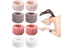 KALIONE 4 Paar Handgelenk-Spa-Waschbänder aus Mikrofaser, Mikrofaser Handgelenk Waschen Handtuch Band