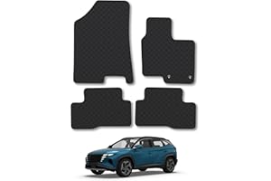 CAR MAT CO Hyundai Tucson (2021+) [Hybrid] Rubber Car Mats Accessories Tailored Fit Compatible Accessory Waterproof Protection Non-Slip Floor Mats Full Coverage Durable Front Rear Set Coverage with Clips