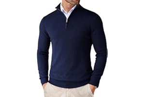 Coofandy Maglioni da Uomo con Zip a Quarto Slim Fit Leggero Collo a Lupetto Pullover Casual Polo Maglioni