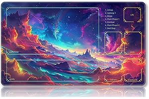 Mipikel Tapete de juego para MTG, tapete de juego con zonas, tamaño 24 x 14 pulgadas, TCG y tapete de juego de mesa para tarjetas, bolsas de almacenamiento gratis, alfombrilla de mouse (colorido 13,