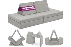 Linodino® Spielsofa | Kindersofa aus Schaumstoff Bausteine - Spielsofa für Kinder & Kuschelecke im Kinderzimmer [OHNE Harte Teile] 10 Farben zur Wahl | Robbenbaby Grau