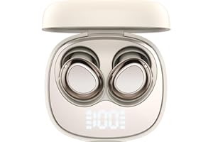 Hendari Ecouteurs Bluetooth sans Fil, Écouteurs Bluetooth 5.4 avec Hi-FI Stéréo Basses Casque, 4 ENC Réduction de Bruit Mic, 45 Heures Durée de Lecture, Écran LED, Étanche IP7, Contrôle Tactile, Doré