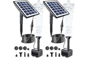 Ankway 2 Stück Solar Springbrunnen mit Neigbarer Halterung, Solarbrunnen für den Garten Wasserbrunnenpumpe mit 7 Düsen, tauchfähig, Bürstenloses Brunnen Solarpumpe Set für Vogelbad, Aquarium, Garten