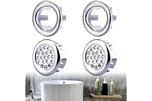 ORMROMRA 4 PCS Sink Overflow Ring, Kitchen Bathroom Sink Hole Round, Insert in Hole Spares, Basin Trim Sink Hole, Drain Cap Cover for Kitchen, Bathroom (30mm, Silver, Round)