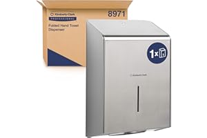 KIMBERLY CLARK PROFESSIONAL Kimberly-Clark 8971 Distributeur d'essuie-mains pliés à usage unique, Fixation murale, Distribution feuille à feuille, Design et luxueux, Acier inoxydable, 08971010