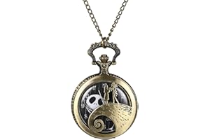 JewelryWe Orologio da Tasca da Uomo Donna Disegno Cranio Regalo Halloween