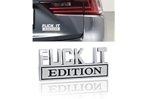 Flaconi Car Emblem,Car Decals,Emblems,Fuck It,Bad Ass Edition,Car Emblems and Badges,Car Sticker Badge,Edition Car Emblem,Truck Emblems and Badges,Suitable for Cars,Trucks,SUVs (Silver-Black, F)
