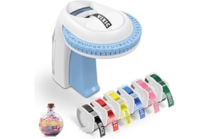 Vixic Beschriftungsgerät, 3D Prägegerät Omegs, Tragbarer Etikettiergerät, Blau Etikettenprägegerät mit 6 Etikettenband,Etikettendrucker mit (£ € Ä Ö Ü), Einfach zu verwenden-für Haus, Büro