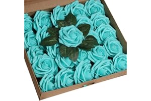 Anaoo Rosa Fiori Artificiali Finte 25 Pezzi Schiuma Aspetto Reale Regolabile Rose Finti Decorazioni per DIY Matrimoni Mazzi Nozze Nuziale Centrotavola Arrangiamenti Festa Bambino Casa, Tiffany