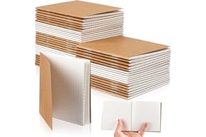 Faccito 50 Mini Cuadernos de Bolsillo Libretas de Kraft Bloc de Notas Pequeño Diario para Escribir Adulto Niño Maestro Escuela Oficina, 24 Hojas, 10,4 x 10,6 cm (Marrón, Página de Puntos)