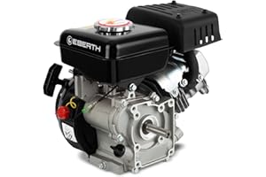 EBERTH 3 PS 2,2 kW Benzinmotor Standmotor Kartmotor Antriebsmotor mit 16 mm Ø Welle, 4-Takt, 1 Zylinder Benzin Motor, 87 ccm Hubraum, luftgekühlt, Seilzugstart, Benzin Motor mit schwarzem Tank