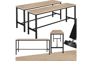 TecTake® Set con 2 Panche, Design Lineare, Telaio in Acciaio, Piano in Legno, Panche Da Esterno e Interno, Regolabili, Panca per Tavolo Birreria - Industriale Legno Chiaro, Rovere Sonoma