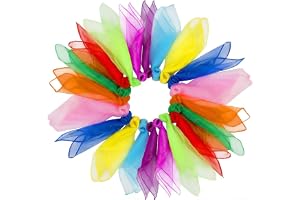 Dimoxii 20 st sensoriska danshalsdukar, magisk jongleringsscarf för baby, färgat tyg lek siden för barn, regnbågstyg gymnastikleksak (20 stycken i 10 färger)