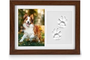 DEECOZY Pet Memorial Frame for Dogs and Cats, Pet Paw Print Kit with Clay Imprint Kit, Pawprint Making Kit and Photo Display for 6" x 4" Photo, Perfect Home Decor and Gift for Pet Lovers