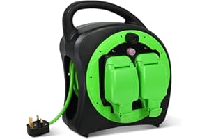 Desiretech - 20m Weatherproof Extension Cable - 2 Socket - 13 Amp Outdoor Lead - Waterproof IP54 - Durable Green Cable for Garden, Outdoor Equipment & Power Tools - Flexible & Heavy Duty Design